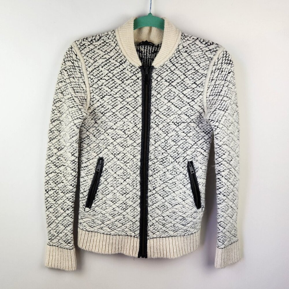 Club Monaco Wool Alpaca Knit Zip Bomber Jacket sz XS Flawed